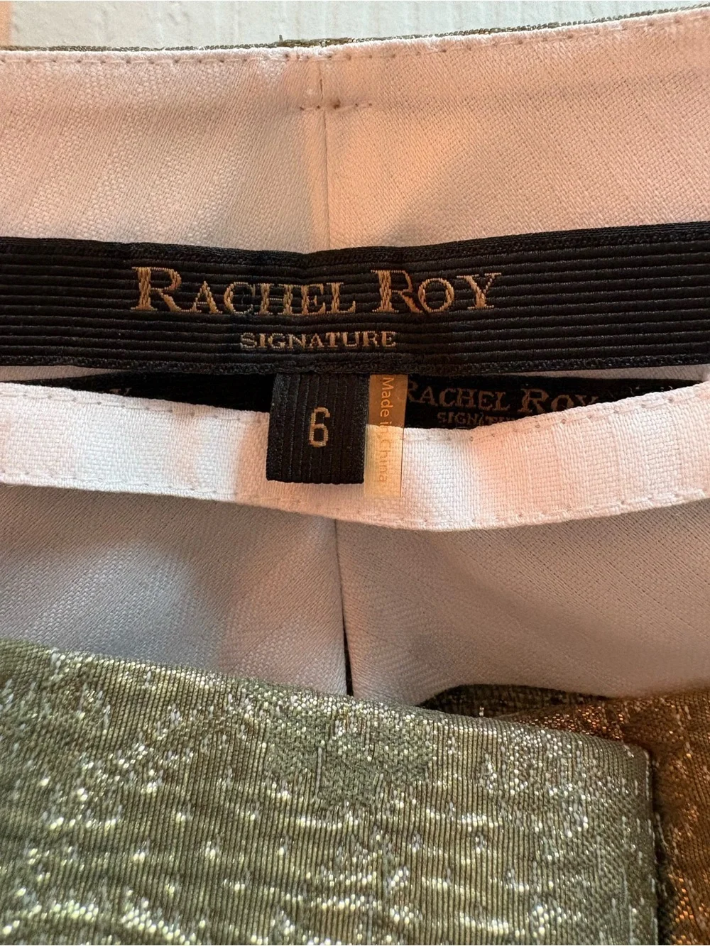 Rachel Roy Signature Gold Brocade Straight Leg Pants - Picture 3 of 5